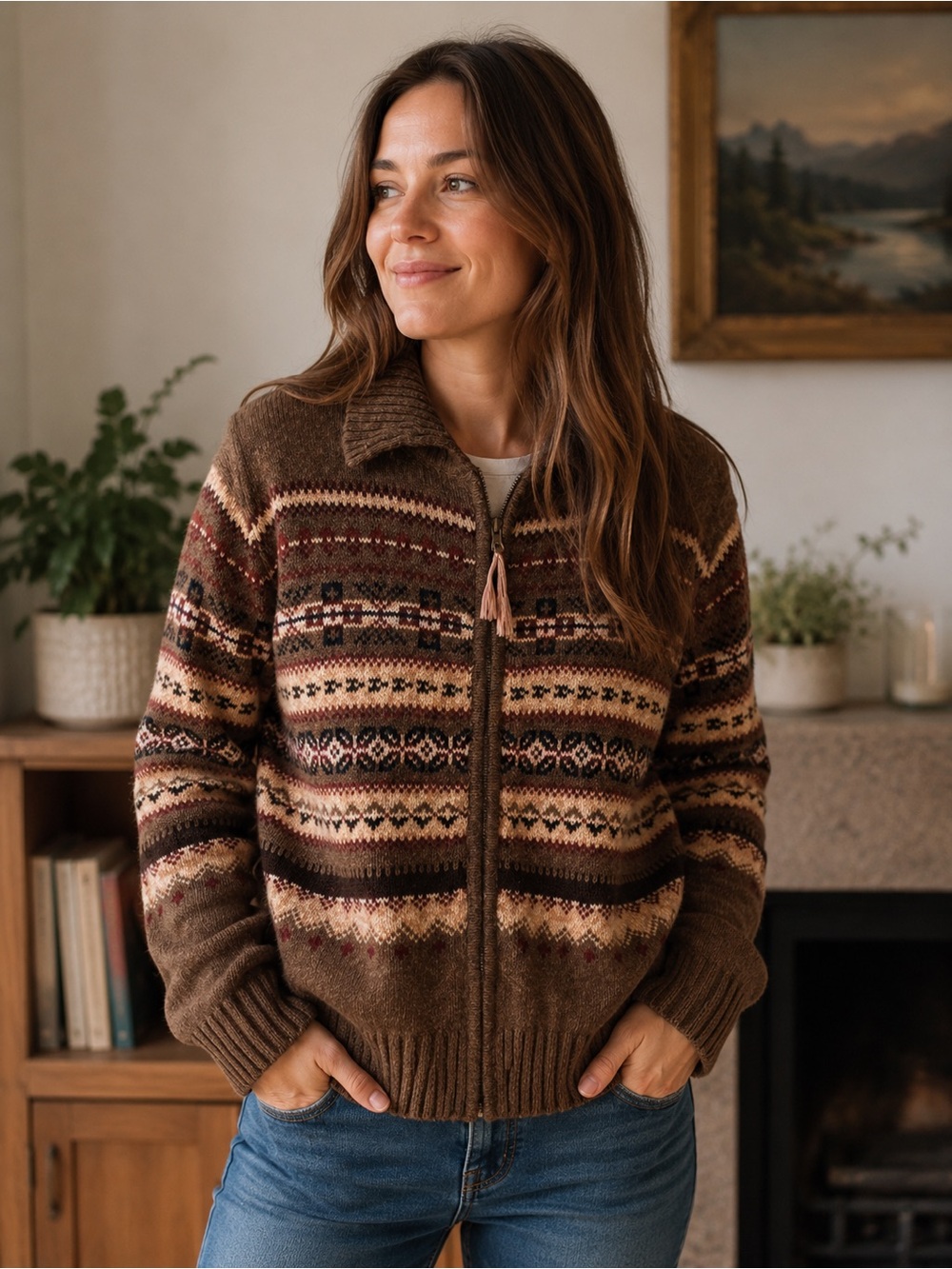 Vintage Tiara zip cardigan